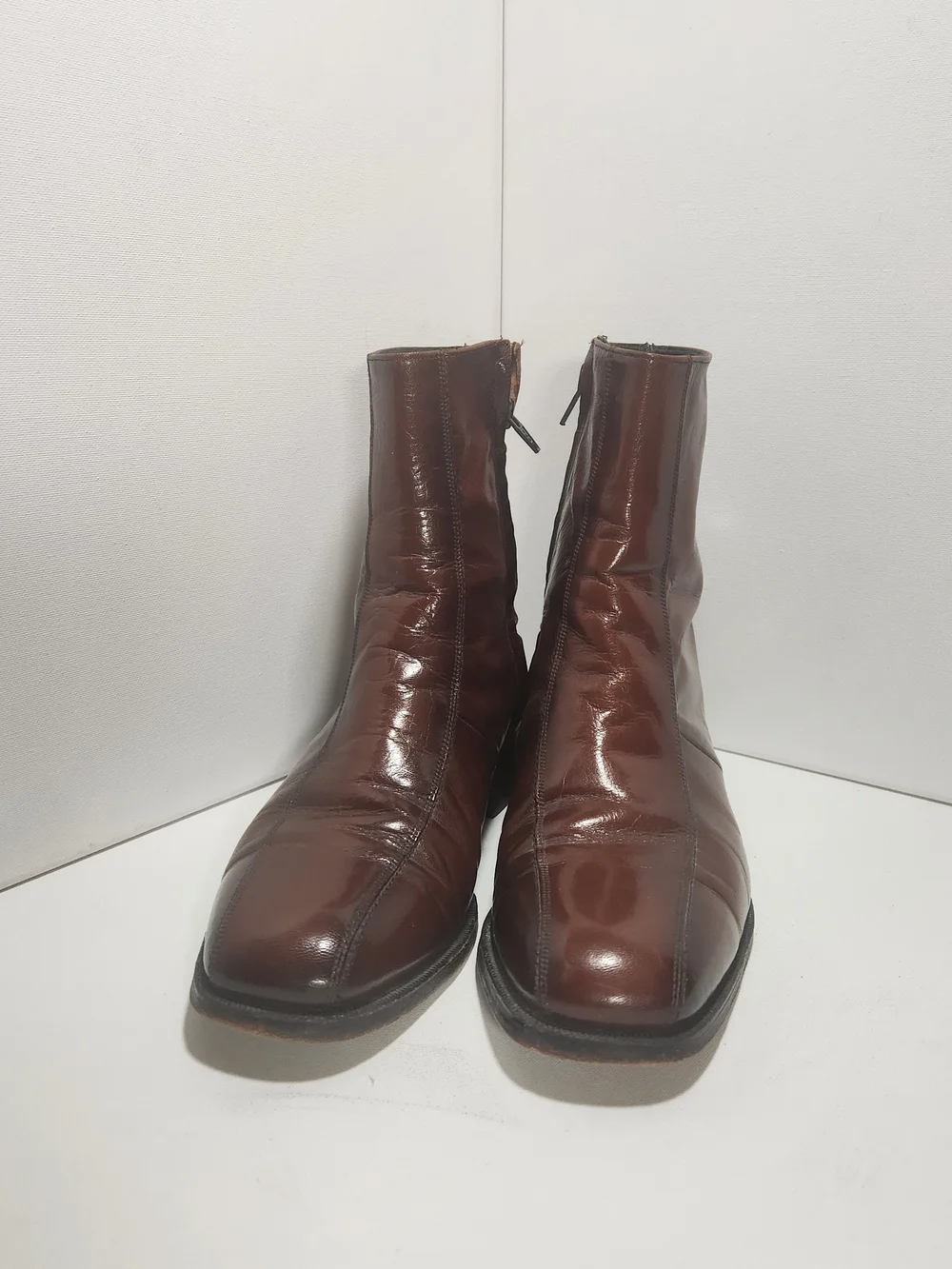 Florsheim Brown Leather Biker Boots - Classic Zip Boot 9
